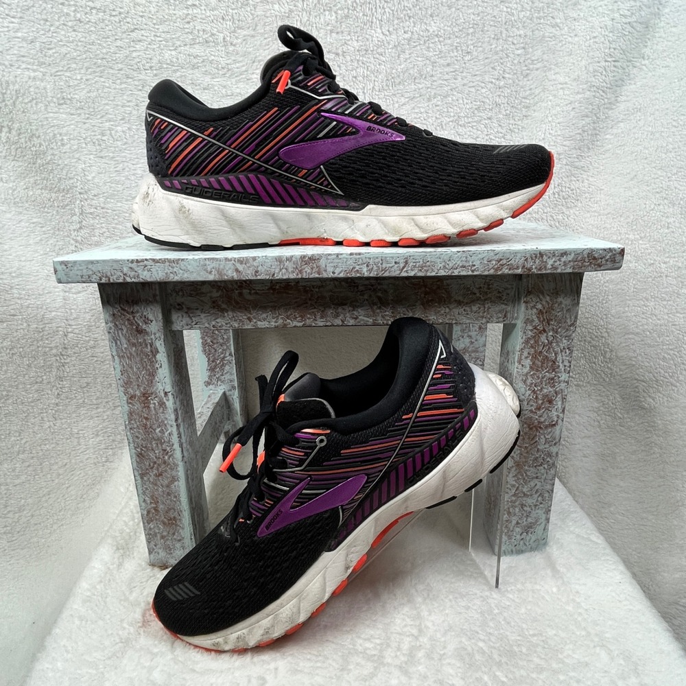 Brooks‎ Adrenaline GTS 19 Women's Running Shoes Black Purple Orange Size 10 - Picture 2 of 8